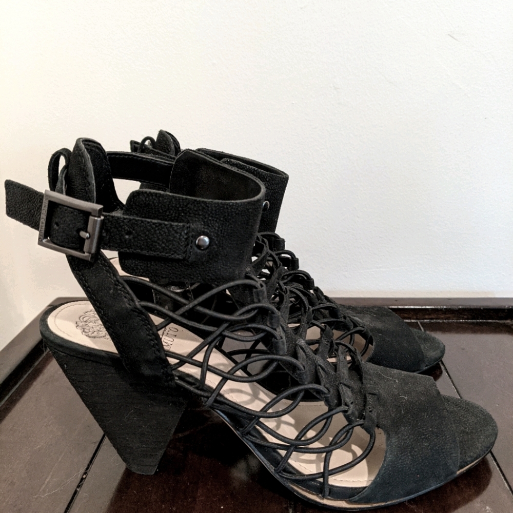 Vince Camuto Black Cage Heels